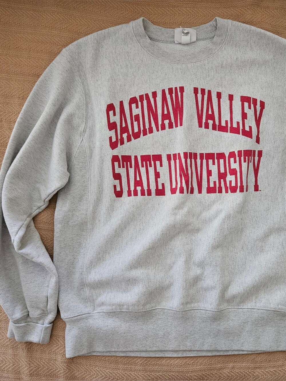 Champion Gray Crewneck Sweatshirt with Red College Arch Logo